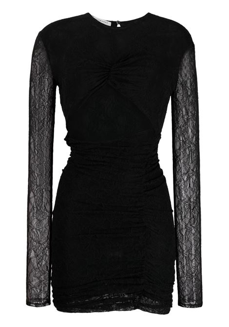 Abito mini con pizzo in nero - donna